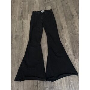 Judy Blue Black High Rise Flare Bell Bottom Jeans Raw‎ Hem Size 3 26